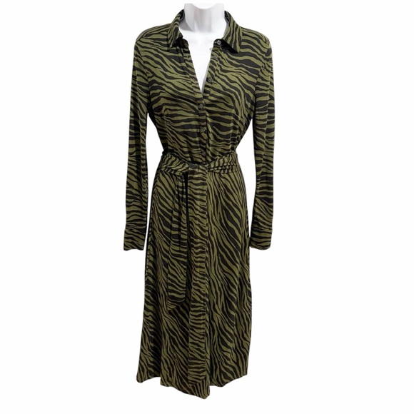 Boden Laura Jersey Midi Shirt Dress Oregano Animal Tiger Print size US 6 Regular - Picture 4 of 10